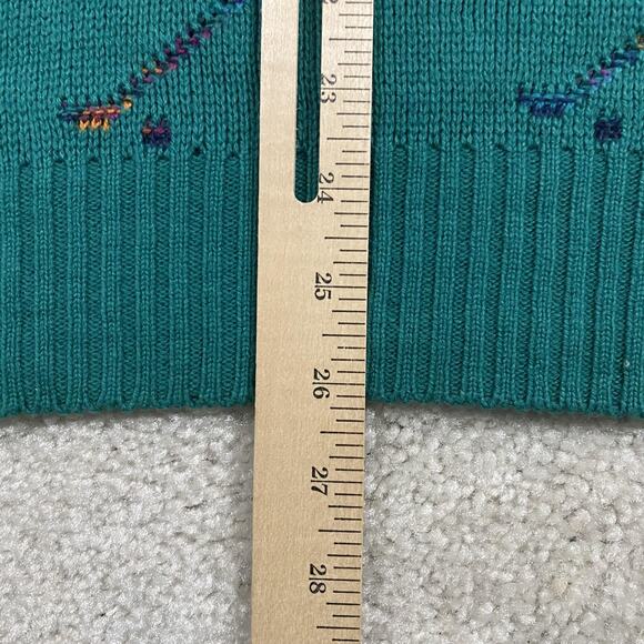 Vintage Golf Knit Sweater Mens M Pacific Coast Green Cotton Abstract 90s Preppy - Picture 6 of 7